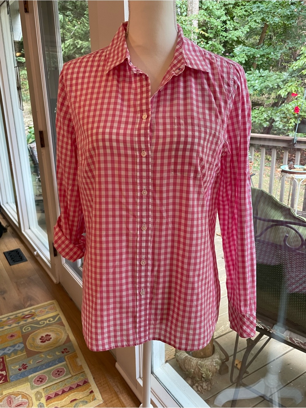 Talbots Pink Gingham Button-Down Shirt 100% cotton
